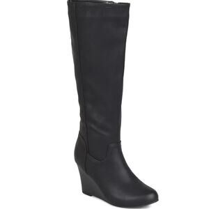 Journee Collection Women's Langly Knee High Wedge Boots Black Size 9